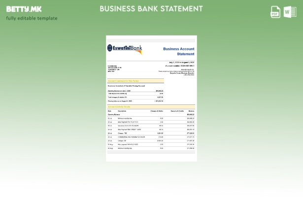 модерен стил Swazibank Limited компанија што ја проверува изјавата на сметката Ш